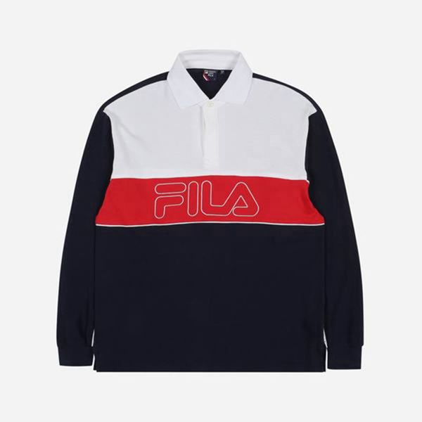 Fila Polokošeľa Damske Námornícka Modrá / Biele - Rugby L/S Vypredaj - Slovakia 78304-ETDM